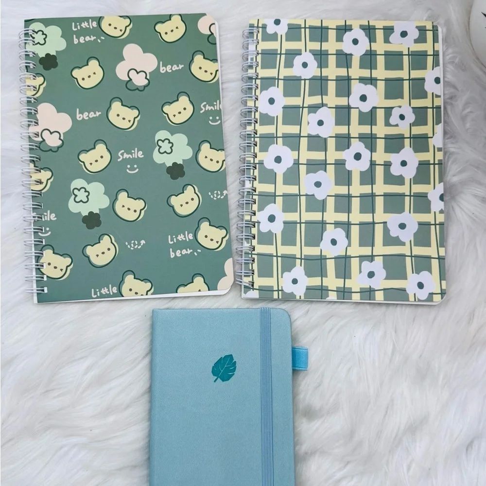Cute Bear and Floral Notebook Trio